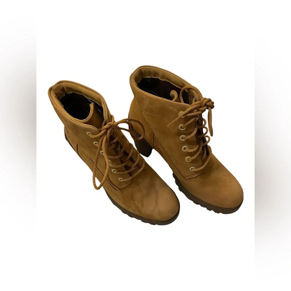 SOLD Timberland Women's Lana High Heel Wheat Leather Boots Size 9 - Picture 7 of 16